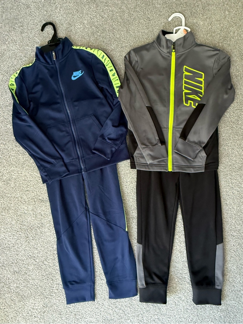 Nike Kids Navy & Gray Track Jackets with Neon Yellow Accents